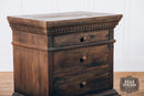 The Fox & Roe Saint James 3 Drawer Night Stand finished in Wire Brushed Salvage